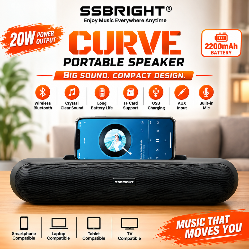 SSBRIGHT 20W Curve Portable Bluetooth Speaker – Big Sound in a Sleek Design