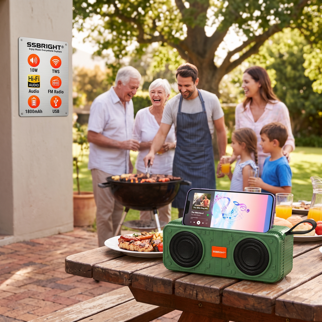 SSBRIGHT 10W Portable Wireless Speaker with Phone Stand – 3D Hi-Fi Stereo Audio
