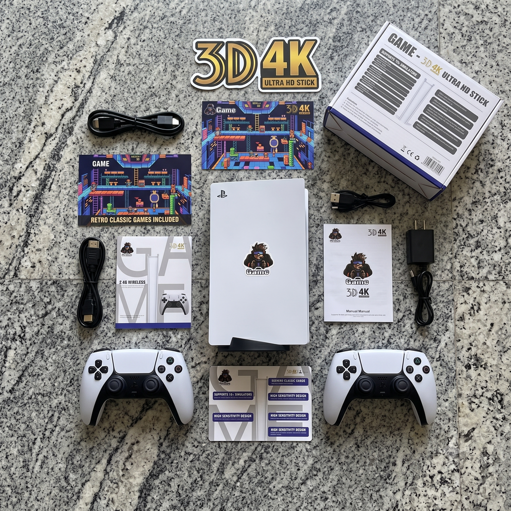 4K Wireless Retro Game Stick Console – 10,000+ Classic Games & Dual Gamepads