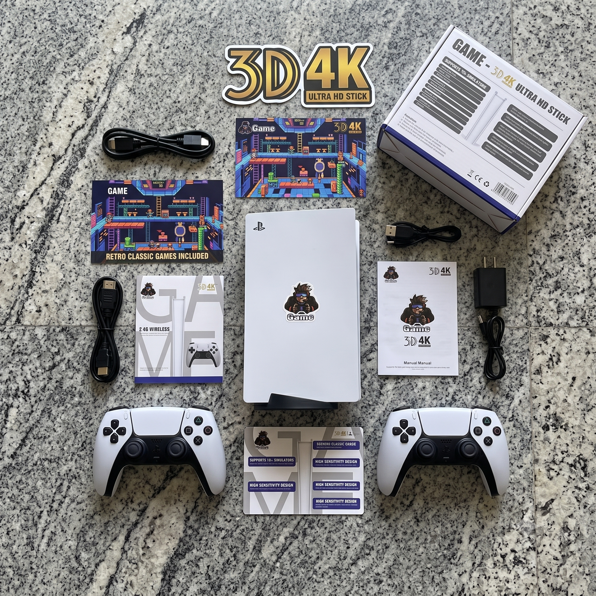 4K Wireless Retro Game Stick Console – 10,000+ Classic Games & Dual Gamepads