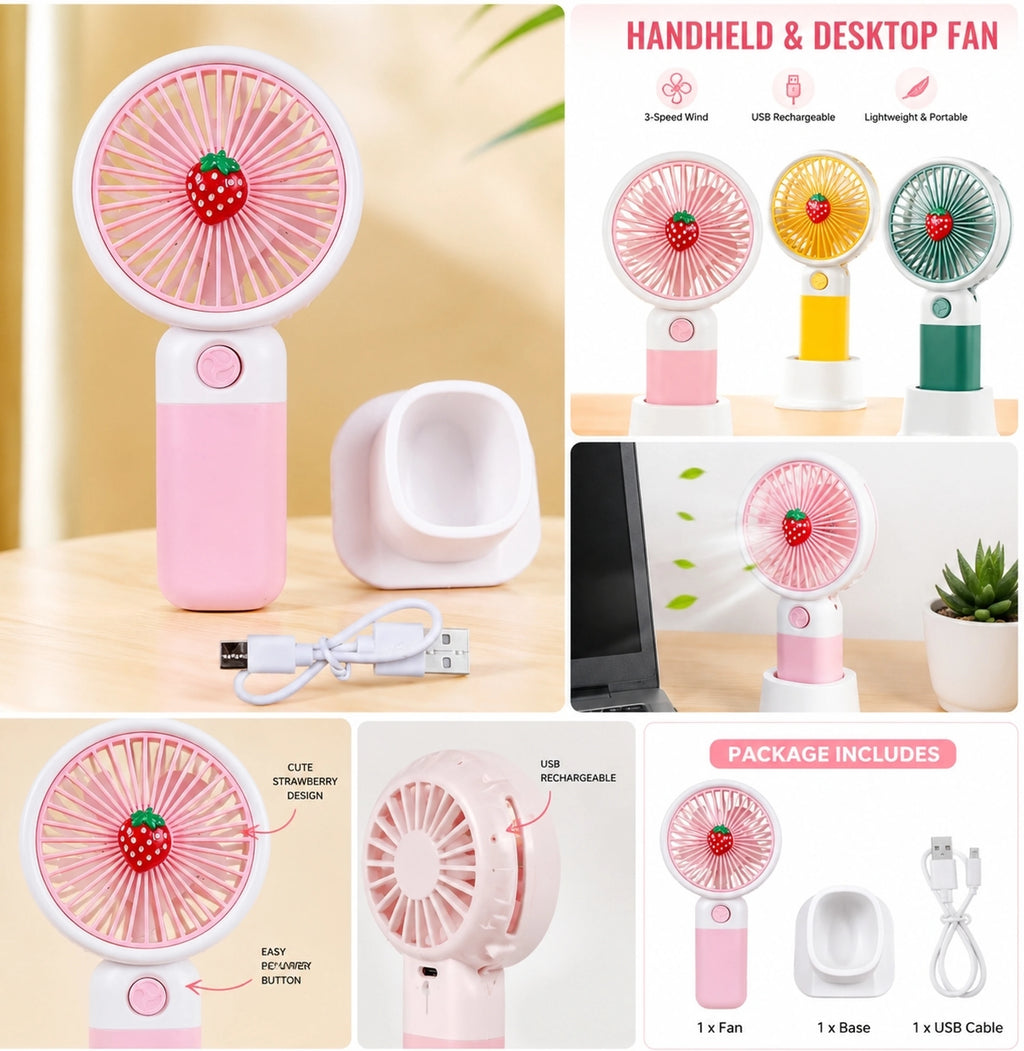 Cute Mini USB Rechargeable Hand Fan - Cool Comfort Anywhere