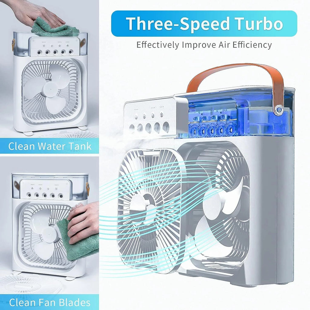 USB Rechargeable Cooling Fan with Water Mist Spray
