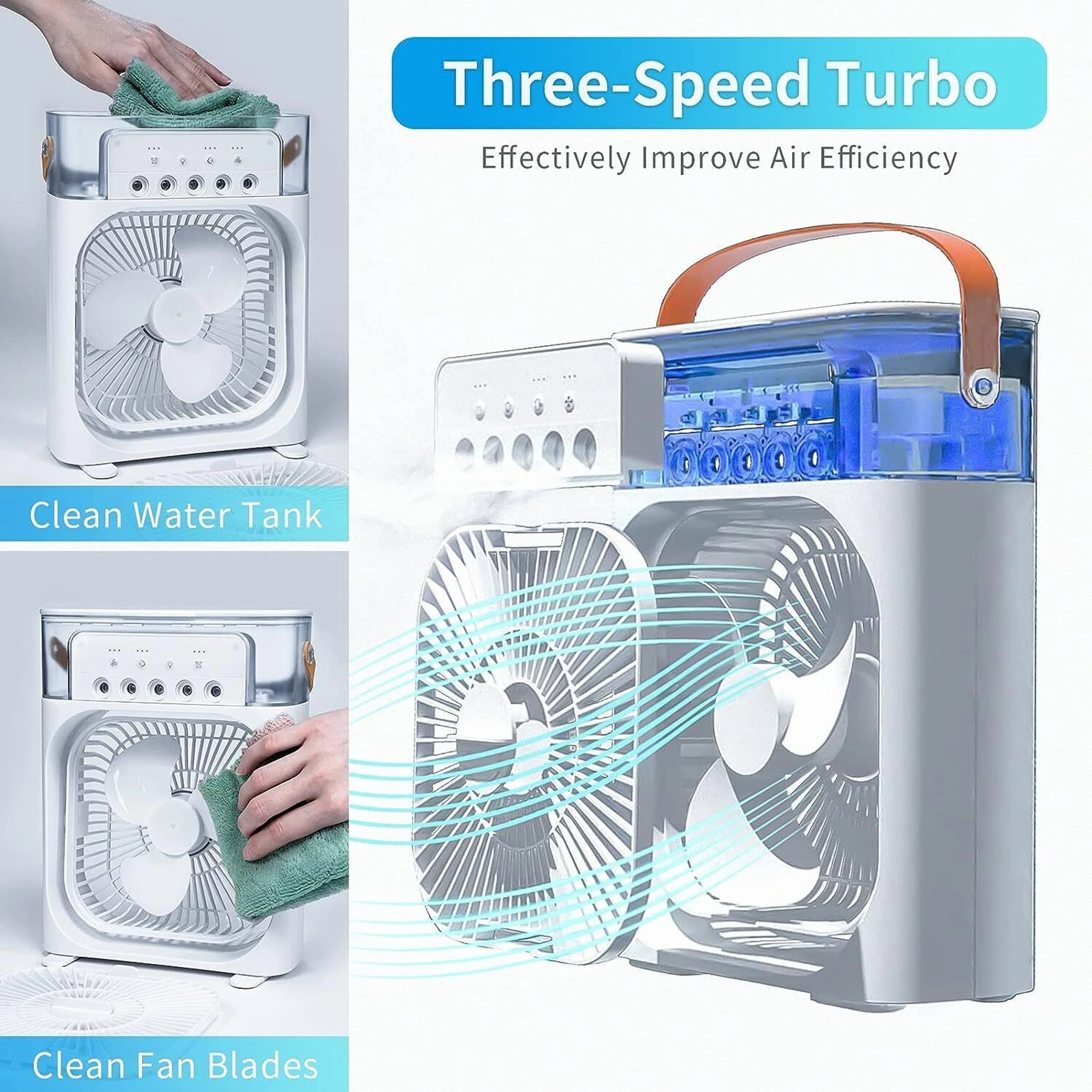 USB Rechargeable Cooling Fan with Water Mist Spray