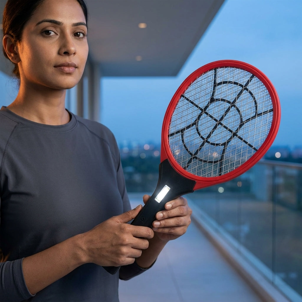 Electric Mosquito Racket with Flash Light - Instant Protection