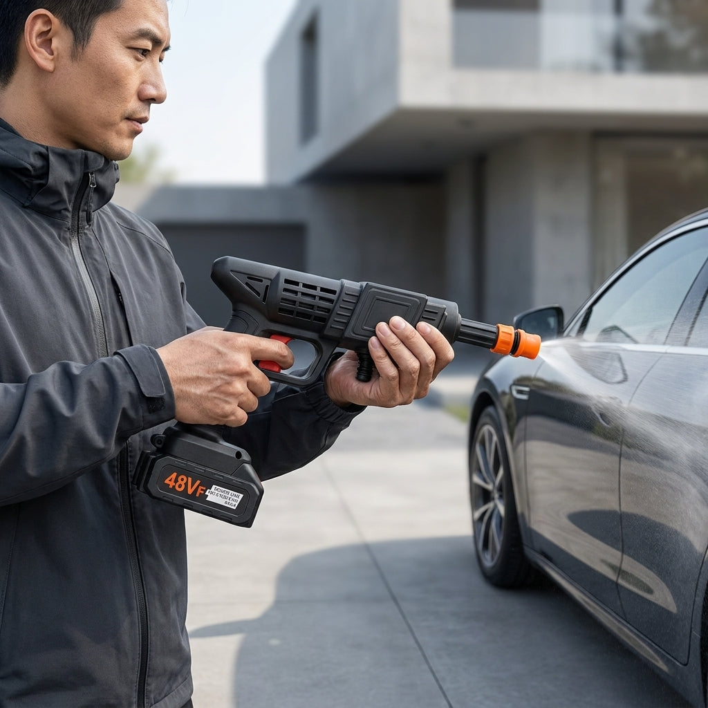 Portable Cordless Pressure Washer Gun – Double Battery | Car, Bike & Home Cleaning
