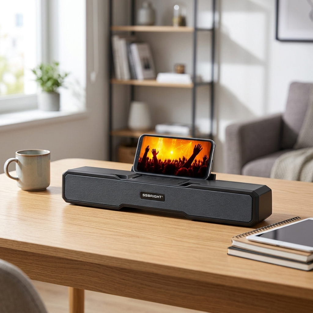 SSBRIGHT 20W Bluetooth Soundbar with Mobile Stand – Immersive Stereo Sound Everywhere