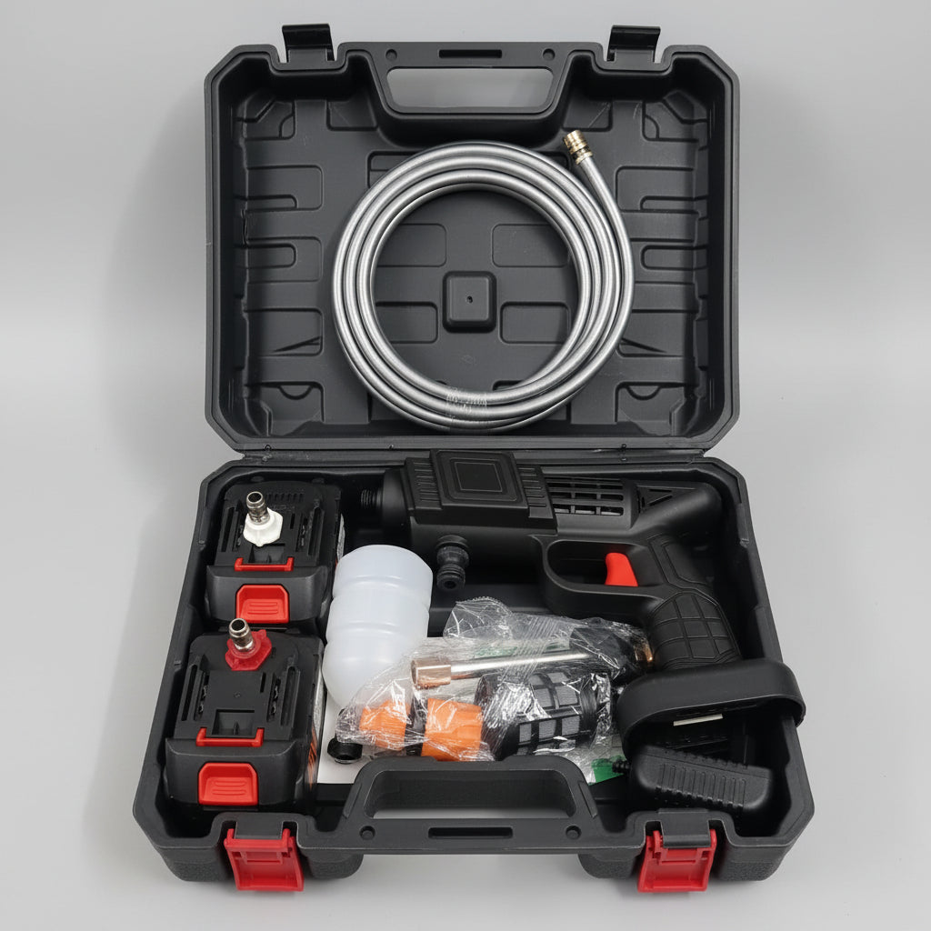 Portable Cordless Pressure Washer Gun – Double Battery | Car, Bike & Home Cleaning