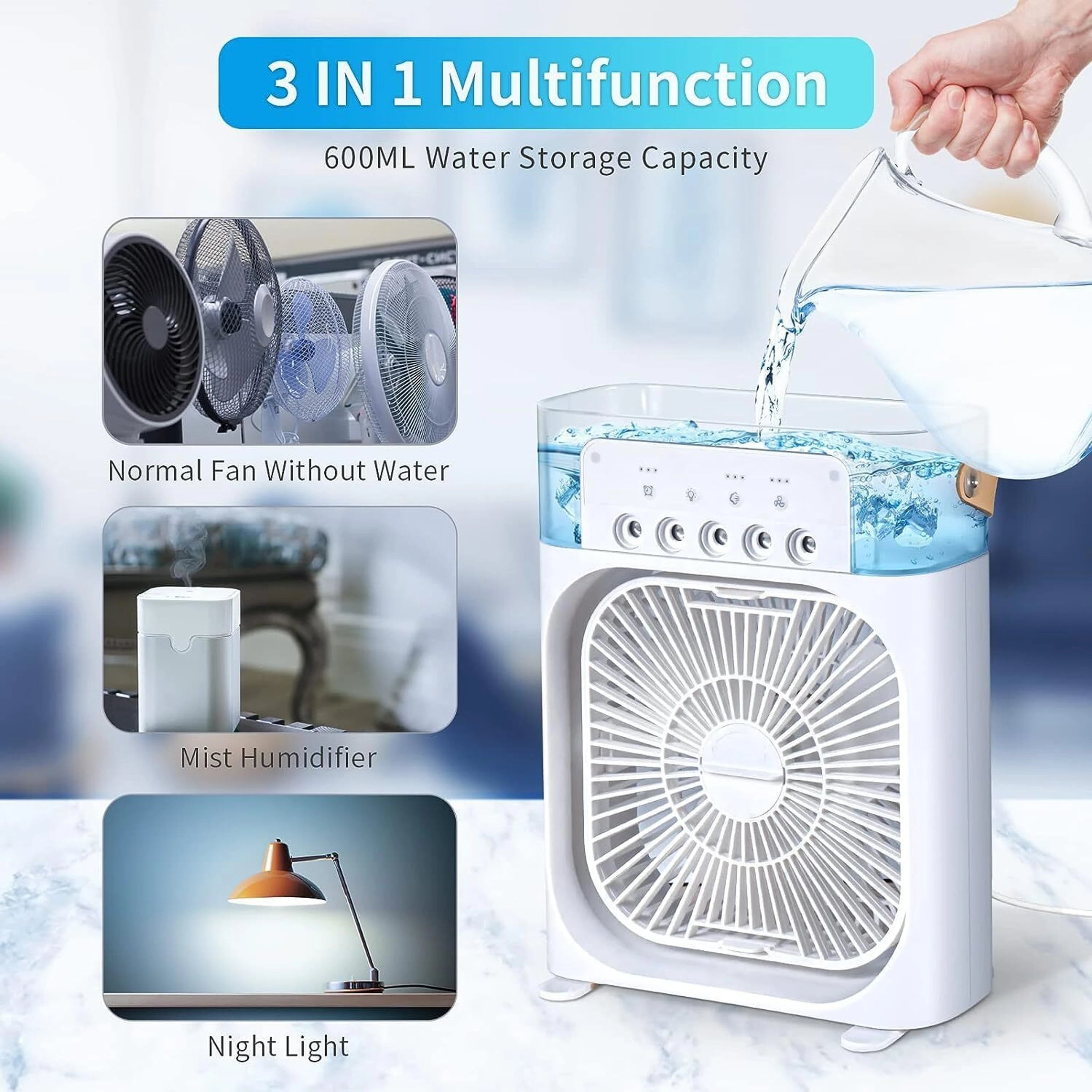 USB Rechargeable Cooling Fan with Water Mist Spray